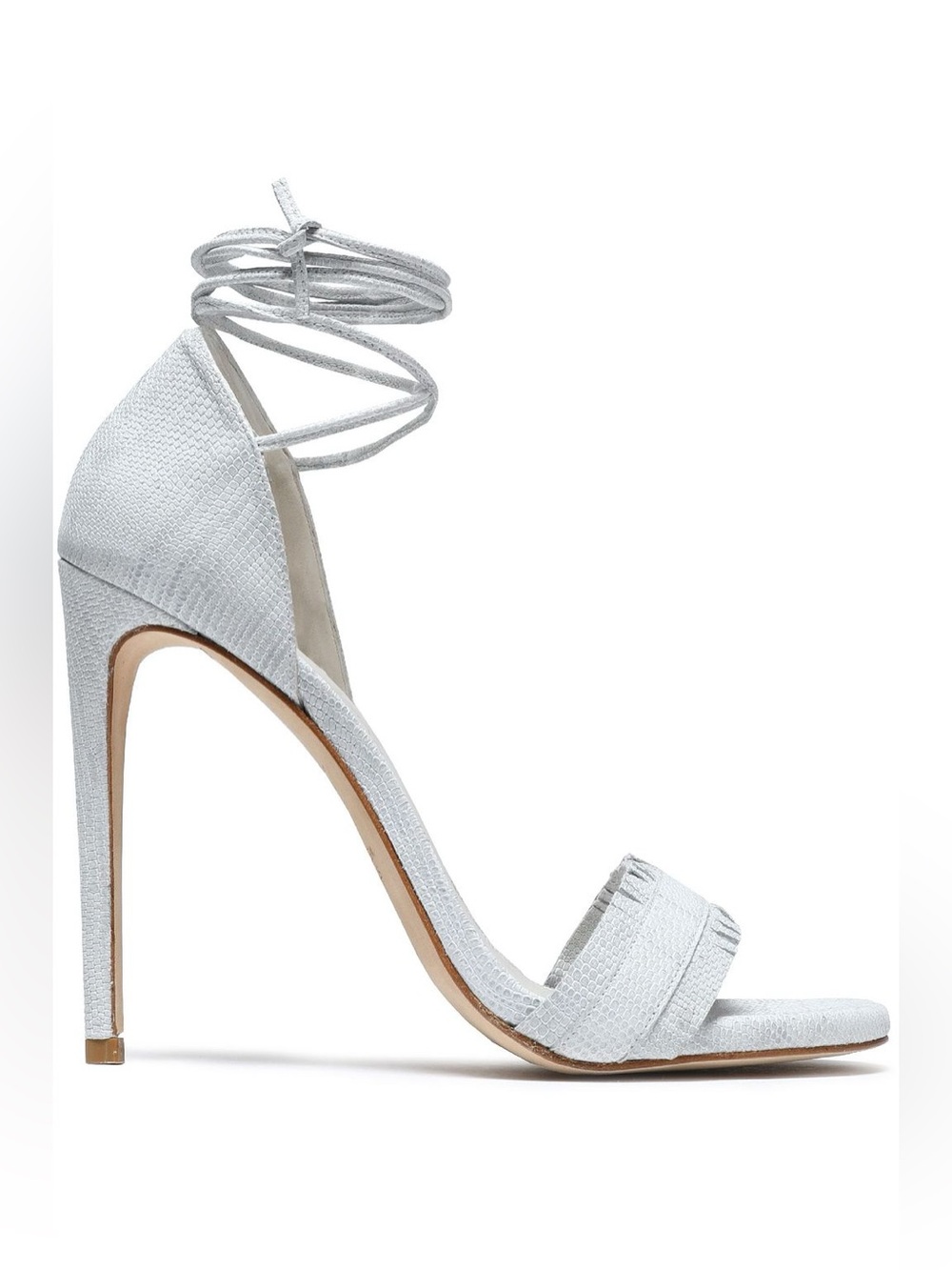 Stuart Weitzman Lace-Up Fringe Leather Sandals
